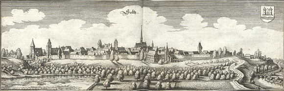 Matth&auml;us Merian: Ansicht von Seltz im Palatinatus Rheni, 1645. Digitalisat der UB D&uuml;sseldorf