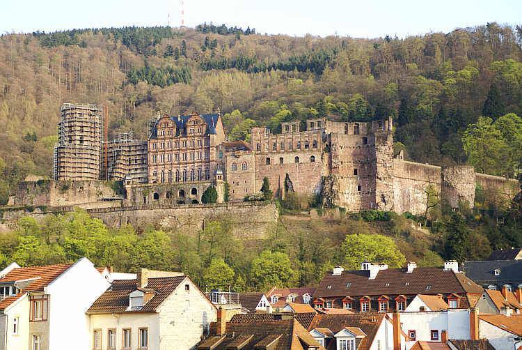 Schloss Heidelberg, von der Alten Br�cke aus gesehen