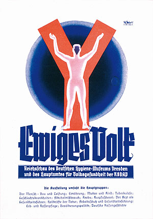 Werbeblatt zur Wanderausstellung „Ewiges Volk“, 1937-1939. Deutsches Hygiene-Museum. 