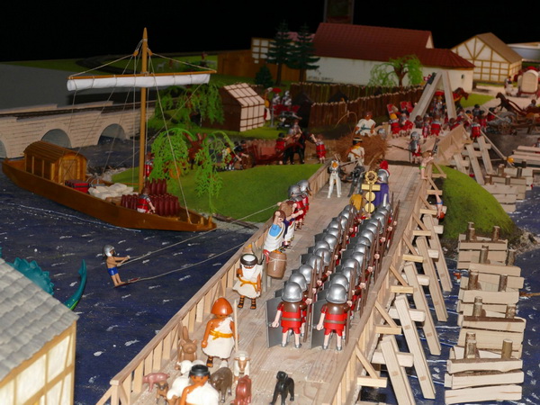 Römische Soldaten auf der Brücke