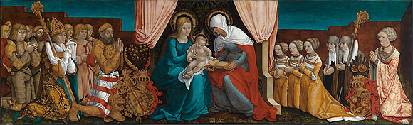 Hans Baldung Grien, Markgraf Christoph I. von Baden mit seiner Familie in Anbetung vor der Heiligen Anna Selbdritt, um 1510. Staatliche Kunsthalle Karlsruhe