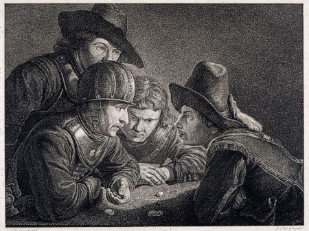 Friedrich Koch (1771 � 1832), Die W�rfelspieler, undatiert. Radierung. Nach einem Gem�lde von Govert Flinck (1615 � 1660) 