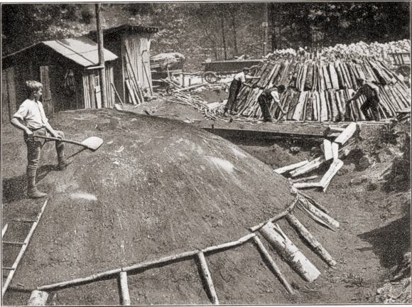 Kohlenmeiler bei Raum&uuml;nzach. Bad. Heimat 1937 S. 44