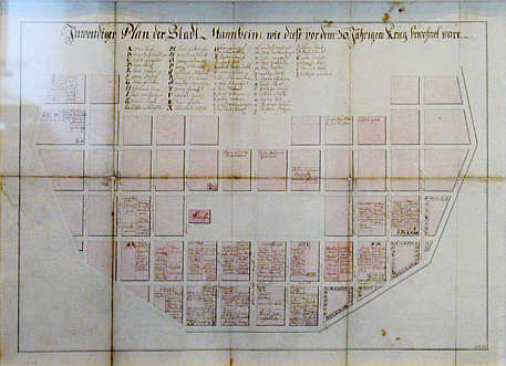 Mannheim, Stadtplan,  Ende 17. Jh.