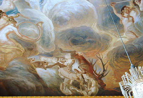 Die Hunde der Diana zerreißen den in einen Hirsch verwandelten Aktäon