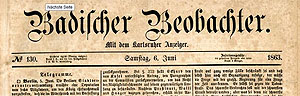 Titelblatt des Badischen Beobachters aus den digitlen Sammlungen der Landesbibliothek