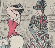 Karikatur auf die Mode der Schnürkorsetts