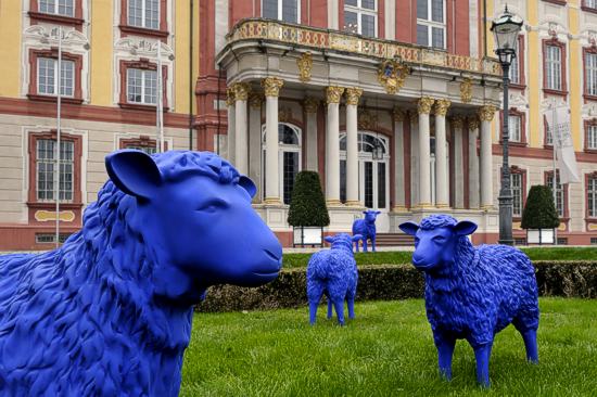Blauschafe vor Schloss Bruchsal