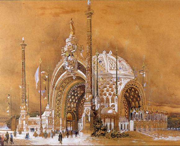 René Binet, Projektt für ein monumentales Zugangstor zur Weltausstelung 1900 in Paris. Aquarell. © Cl. Musées de Sens - E. Berry