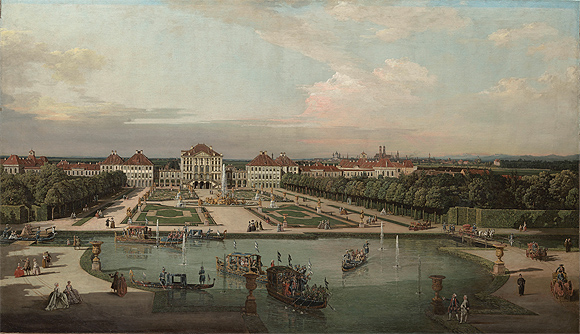 Bernardo Bellotto, Das Schloss Nymphenburg von der Parkseite, 1761, Leinwand, 132 x 235 cm