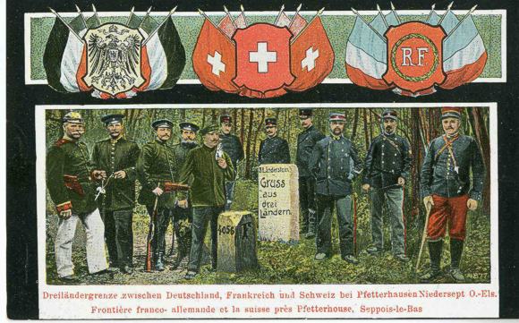 Postkarte von der "Dreil&auml;ndergrenze", 1914