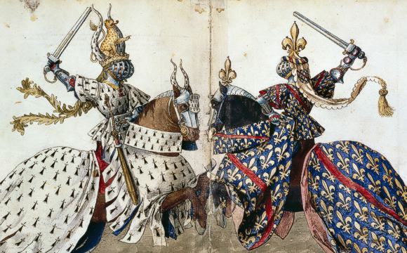 Turnierbuch des René d'Anjou: Zweikampf zu Pferd. Bild: Schaffhauserland Tourismus