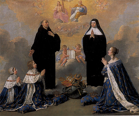 Philippe de Champaigne (1602 - 1674), Werkstatt: Anne d'Autriche mit ihren beiden Kindern Ludwig und Philippe.  Reunion des Mus&eacute;es Nationaux, Versailles, Chateau de Versailles et du Trianon. Vorlage bei Wikimedia Commons