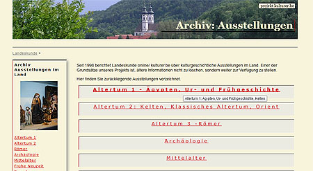 Startseite des Ausstellungsarchivs