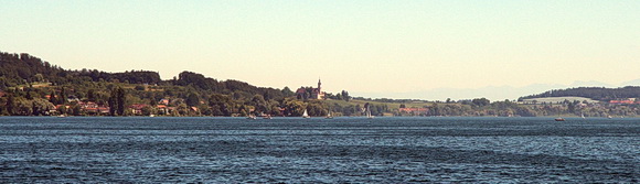 Bodenseepanorama mit Klosterkirche  Birnau