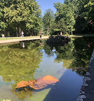 Wasserbecken mit holzgefülltem Juresack. Foto: Michael Bös, SSG