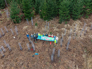 Pflanzaktion Wildkatzenwälder von morgen in Eberbach. Luftbild der Pflanzfläche. Fotos: BUND