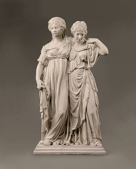 Carl Friedrich Hagemann nach Johann Gottfried Schadow, Doppelstandbild der Prinzessinnen Luise und Friederike von Preußen. 1795/96
